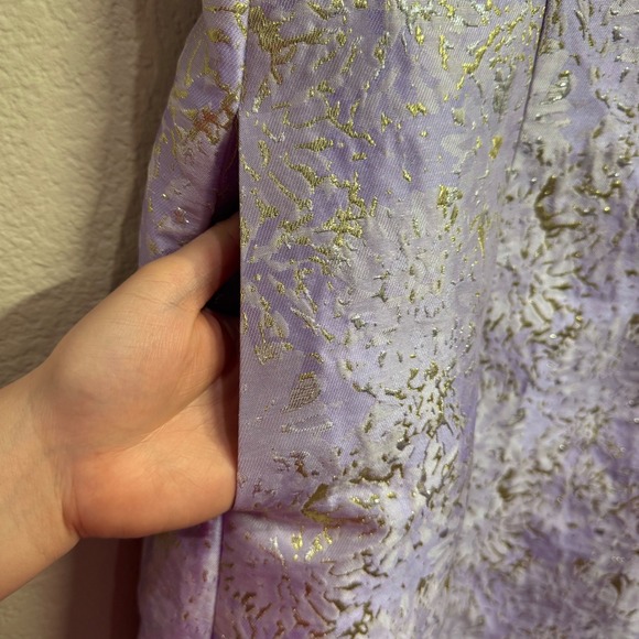 KENSIE Halter Neck Dress A-Line Purple Sz 12 Large Jacquard Metallic Sleeveless - Picture 15 of 15